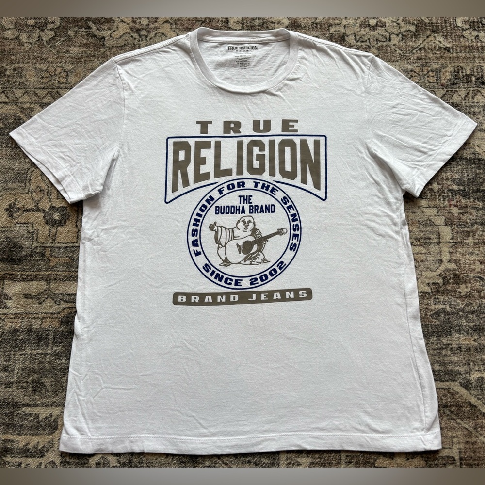 True Religion Buddha Brand Guitar White Graphic T-Shirt Men’s‎ Size XL
